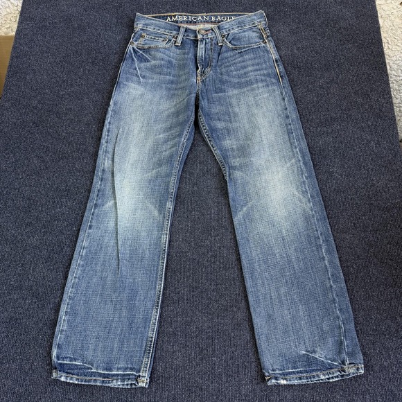 American Eagle Jeans Womens 26x28 Medium Wash Blue Denim Relaxed Straight Casual - Picture 2 of 13